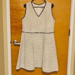 New Loft White Threaded Skater Dress - Size 16
